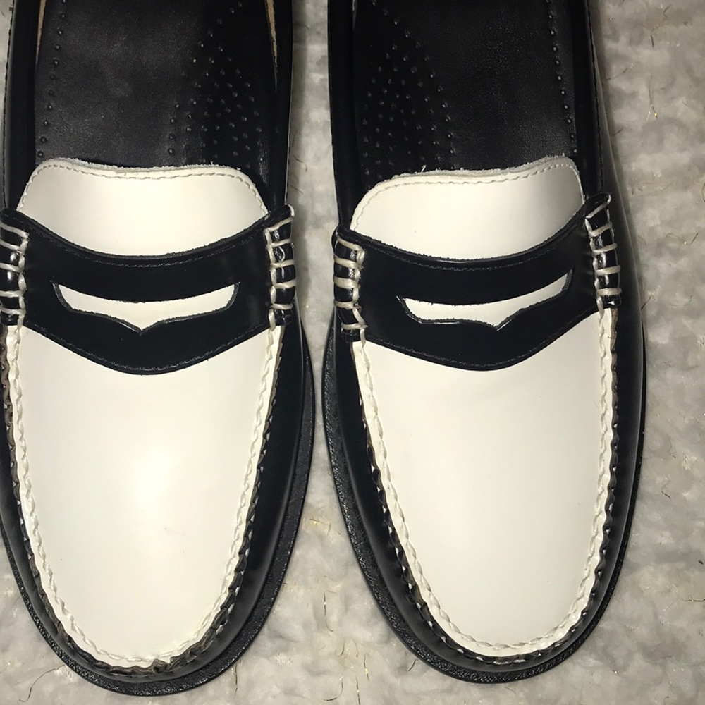 Weejuns Leather Mule Open Back Black White - Picture 6 of 7
